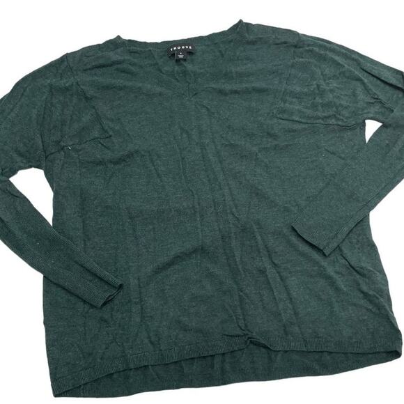 Trouve Sweater Womens Small Green V Neck Knit Rabbit Hair Blend Everyday - Picture 2 of 8